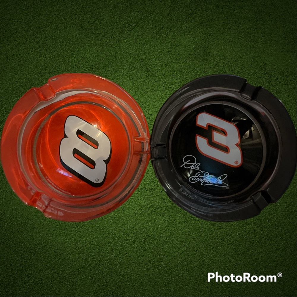 Dale Earnhardt Sr. & Jr. Glass Ashtrays